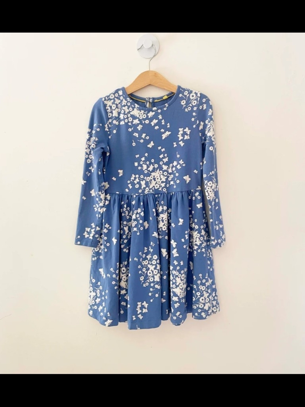 Girls' Blue Floral Twirly Long-Sleeve Dress